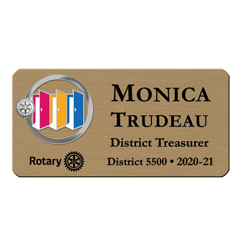 Rotary Mini Engraved Gold Plastic Name Badge w/ 202021 Theme Rotary